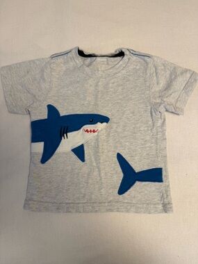 Blue Shark Appliqué Kids Tee